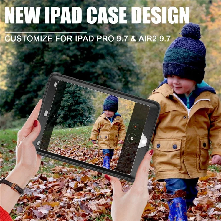 Anti-drop Kickstand PC + Case с Держателем Ручки Для Ipad Air 2/iPad Pro 9,7 Дюйма (2016) - Черный