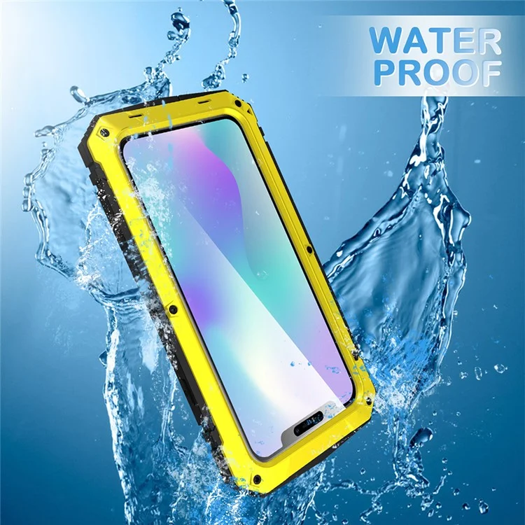 Tank Series Full Covering Kickstand Metal Frame Phone Cover Shell per iPhone 11 6.1 pollici - Giallo