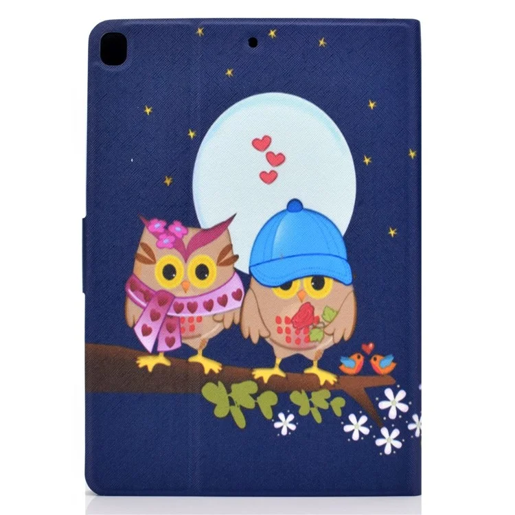 Étui de protection intégrale à motif imprimé en cuir PU avec support et porte-cartes pour Apple iPad 10.2 (2021) / (2020) / (2019) - Trois hiboux