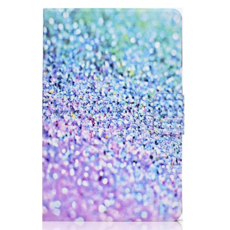 Full-Body Protection Pattern Printing PU Leather Stand Folio Tablet Cover with Card Holders for Apple iPad 10.2 (2021) / (2020) / (2019) - Purple/Blue