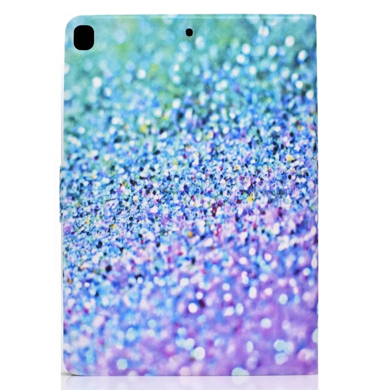 Full-Body Protection Pattern Printing PU Leather Stand Folio Tablet Cover with Card Holders for Apple iPad 10.2 (2021) / (2020) / (2019) - Purple/Blue