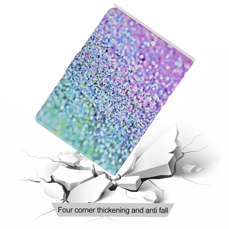 Full-Body Protection Pattern Printing PU Leather Stand Folio Tablet Cover with Card Holders for Apple iPad 10.2 (2021) / (2020) / (2019) - Purple/Blue