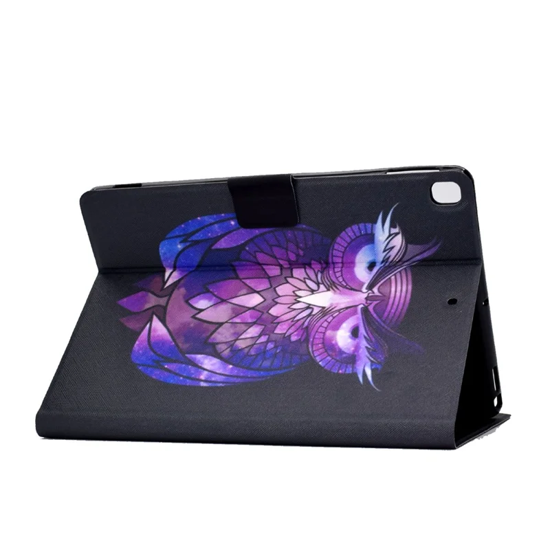 Full-Body Protection Pattern Printing PU Leather Stand Folio Tablet Cover with Card Holders for Apple iPad 10.2 (2021) / (2020) / (2019) - Purple Owl
