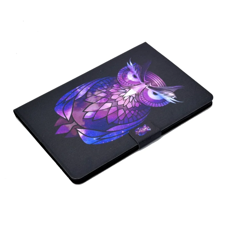 Full-Body Protection Pattern Printing PU Leather Stand Folio Tablet Cover with Card Holders for Apple iPad 10.2 (2021) / (2020) / (2019) - Purple Owl