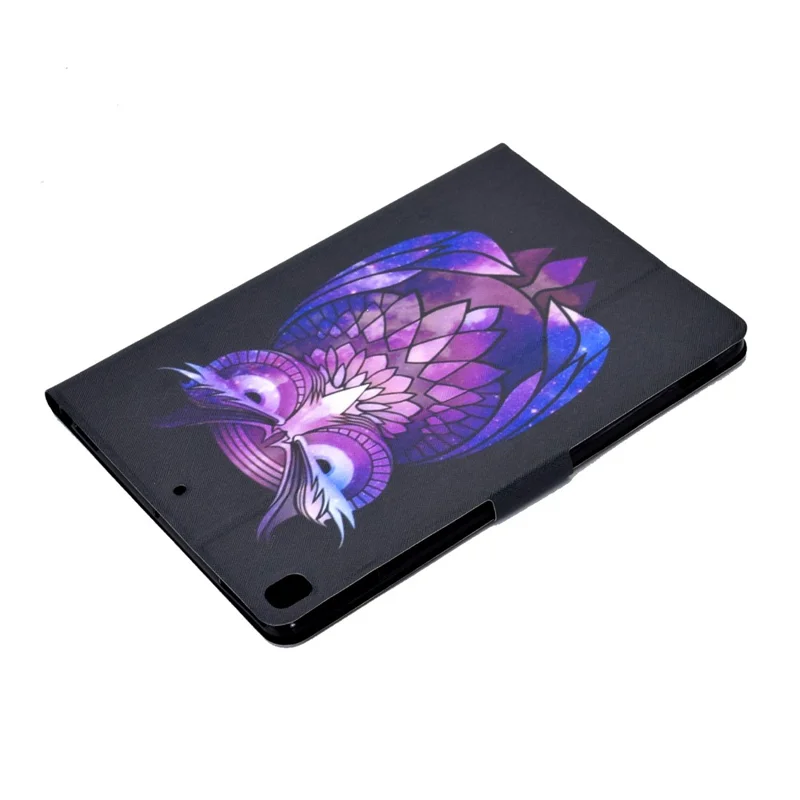 Full-Body Protection Pattern Printing PU Leather Stand Folio Tablet Cover with Card Holders for Apple iPad 10.2 (2021) / (2020) / (2019) - Purple Owl