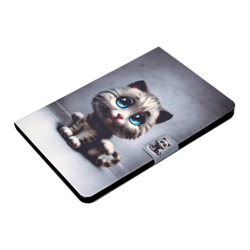 Full-Body Protection Pattern Printing PU Leather Stand Folio Tablet Cover with Card Holders for Apple iPad 10.2 (2021) / (2020) / (2019) - Grey Cat