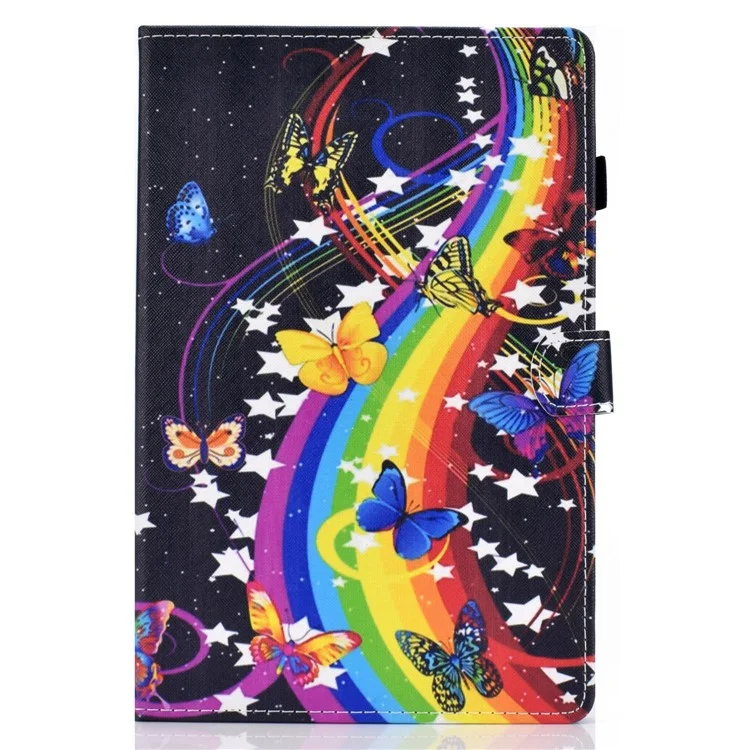 Pattern Printing Leather Card Holder Tablet Shell for iPad 10.2 (2021)/(2020)/(2019) - Rainbow and Butterflies