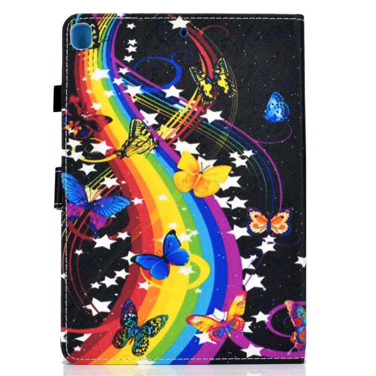 Pattern Printing Leather Card Holder Tablet Shell for iPad 10.2 (2021)/(2020)/(2019) - Rainbow and Butterflies