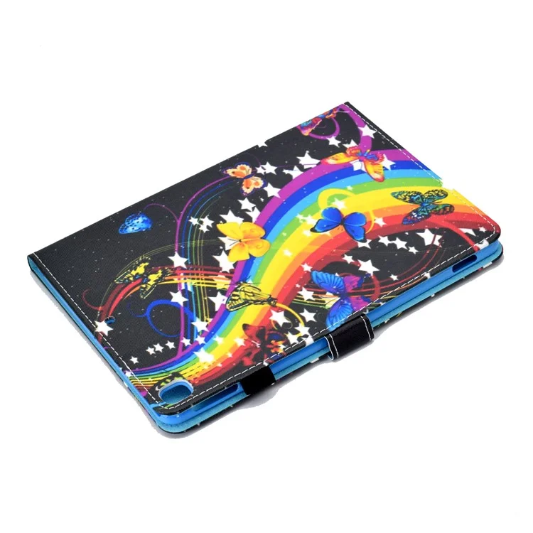 Pattern Printing Leather Card Holder Tablet Shell for iPad 10.2 (2021)/(2020)/(2019) - Rainbow and Butterflies