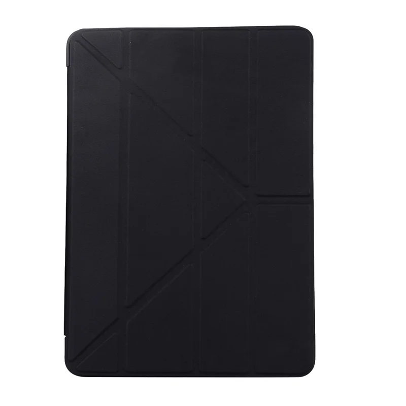 For iPad 10.2 (2021)/(2020)/(2019) Protective Cover Folding Deformed Silicone + PU Leather Stand Tablet Case - Black
