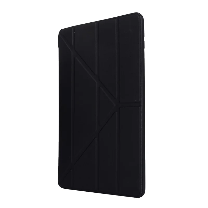 For iPad 10.2 (2021)/(2020)/(2019) Protective Cover Folding Deformed Silicone + PU Leather Stand Tablet Case - Black