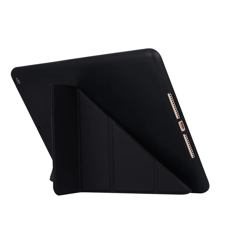 For iPad 10.2 (2021)/(2020)/(2019) Protective Cover Folding Deformed Silicone + PU Leather Stand Tablet Case - Black