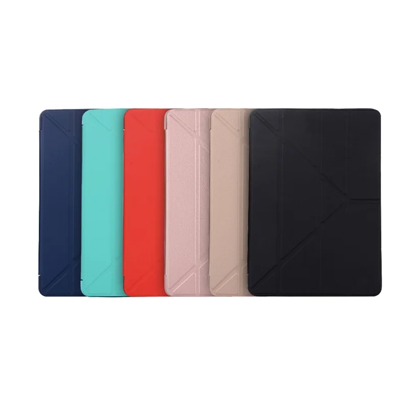 For iPad 10.2 (2021)/(2020)/(2019) Protective Cover Folding Deformed Silicone + PU Leather Stand Tablet Case - Black
