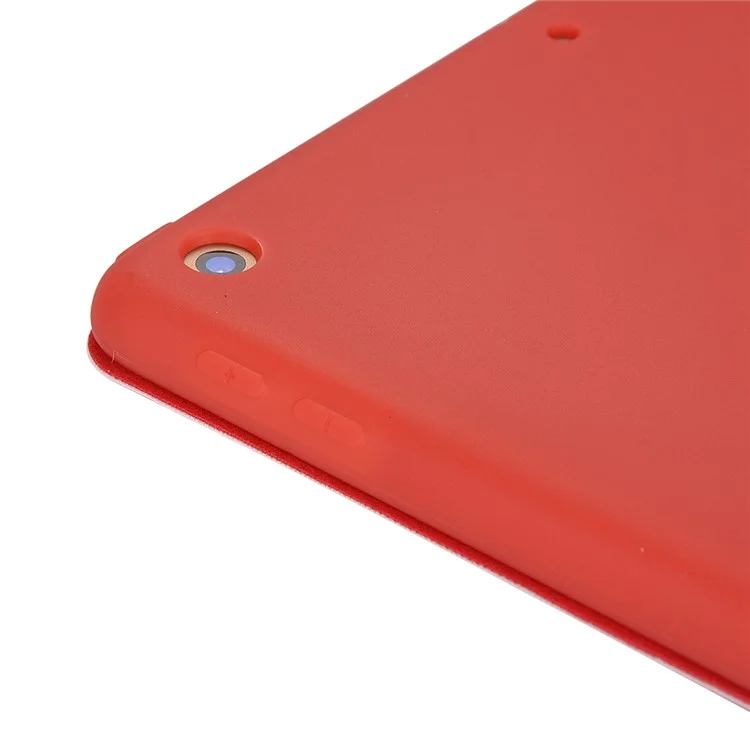 Tri-pli Stand Silicone + Couverture De Comprimé De Protection Universelle En Cuir Avec Réveil Automatique / Dormez Pour IPad 10.2 (2021) / (2020) / (2019) - Rouge