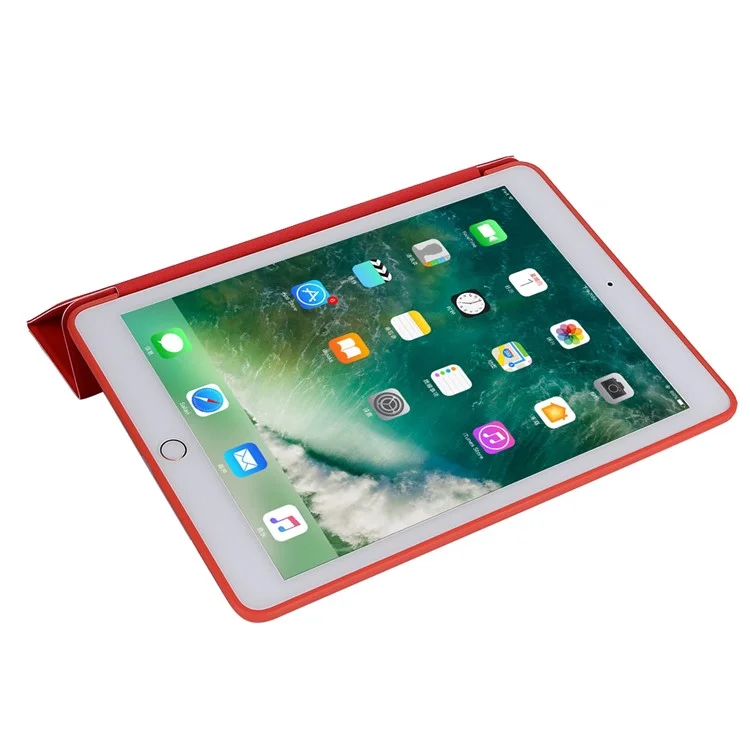 Tri-fold Stand Silicone + Leather Universal Protective Tablet Cover with Auto Wake / Sleep for iPad 10.2 (2021) / (2020) / (2019) - Red