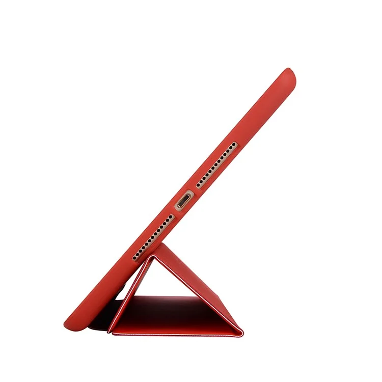 Tri-fold Stand Silicone + Leather Universal Protective Tablet Cover with Auto Wake / Sleep for iPad 10.2 (2021) / (2020) / (2019) - Red