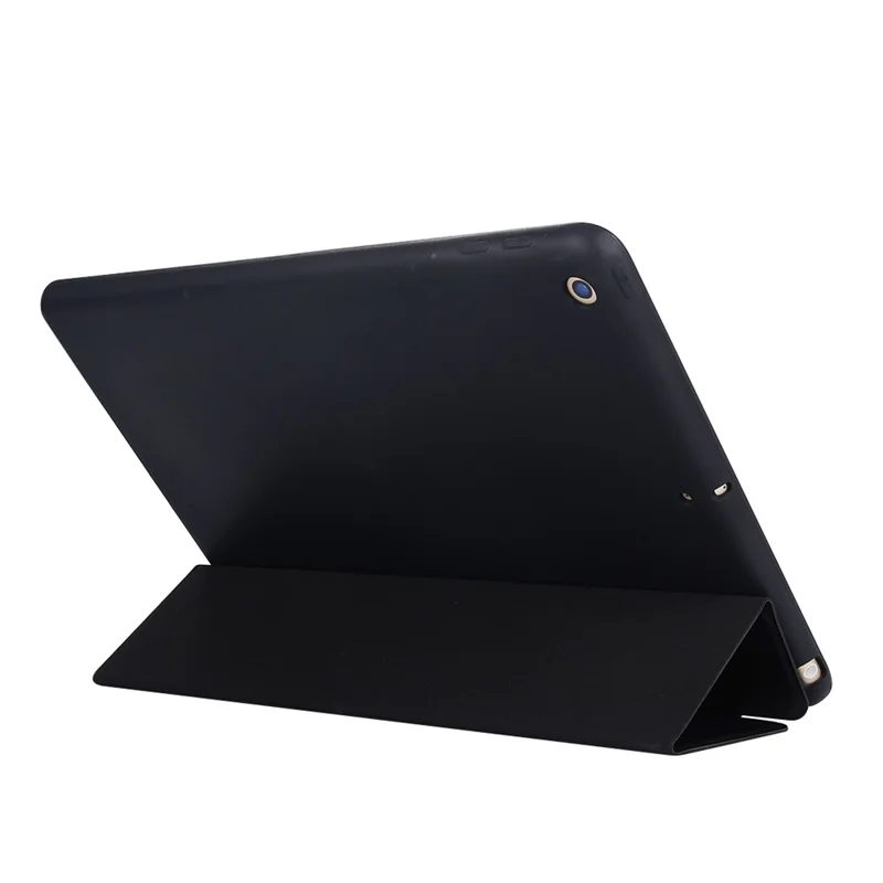 Tri-fold Stand Silicone + Leather Universal Protective Tablet Cover with Auto Wake / Sleep for iPad 10.2 (2021) / (2020) / (2019)  - Black