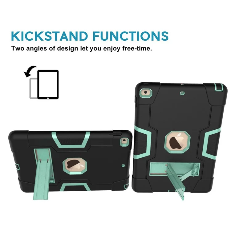 Capa de Comprimido à Prova de Choques à Prova de pó de pó + PC Com Comprimido Com Kickstand Para Ipad 10.2 (2021)/(2020)/(2019) - Preto/ciano