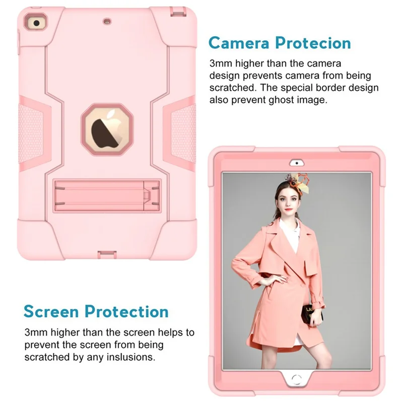 Shockproof Anti-fingerprint Dustproof TPU + PC Combo Tablet Cover with Kickstand for iPad 10.2 (2021)/(2020)/(2019) - Pink