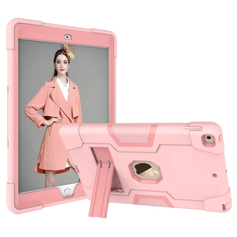 Shockproof Anti-fingerprint Dustproof TPU + PC Combo Tablet Cover with Kickstand for iPad 10.2 (2021)/(2020)/(2019) - Pink