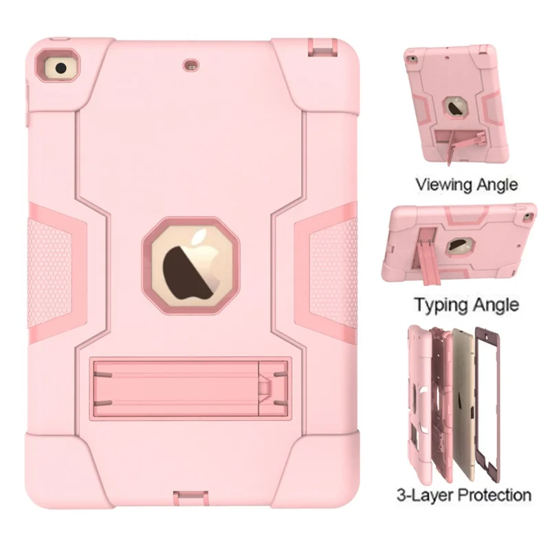 Shockproof Anti-fingerprint Dustproof TPU + PC Combo Tablet Cover with Kickstand for iPad 10.2 (2021)/(2020)/(2019) - Pink