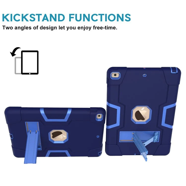 Capa de Tablet Resistente a Choques, Anti-impressões Digitais e à Poeira, Combinação de TPU + PC com Suporte Integrado para iPad 10.2 (2021)/(2020)/(2019) - Azul Escuro/Azul Bebê