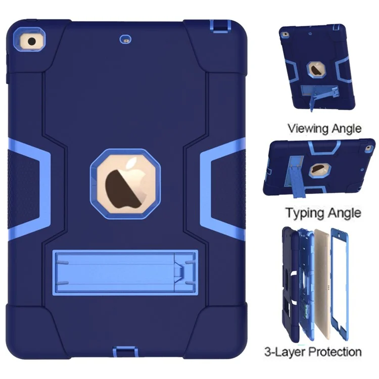 Capa de Tablet Resistente a Choques, Anti-impressões Digitais e à Poeira, Combinação de TPU + PC com Suporte Integrado para iPad 10.2 (2021)/(2020)/(2019) - Azul Escuro/Azul Bebê