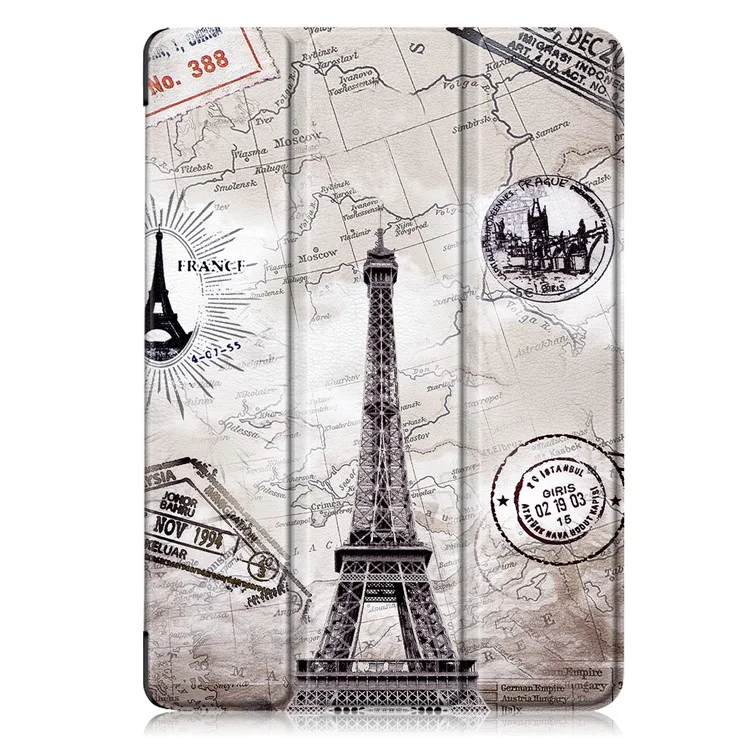 Patterned Printing Leather Tri-fold Stand Smart Tablet Casing with Pen Slot for Apple iPad 10.2 (2021)/(2020)/(2019) - Tower