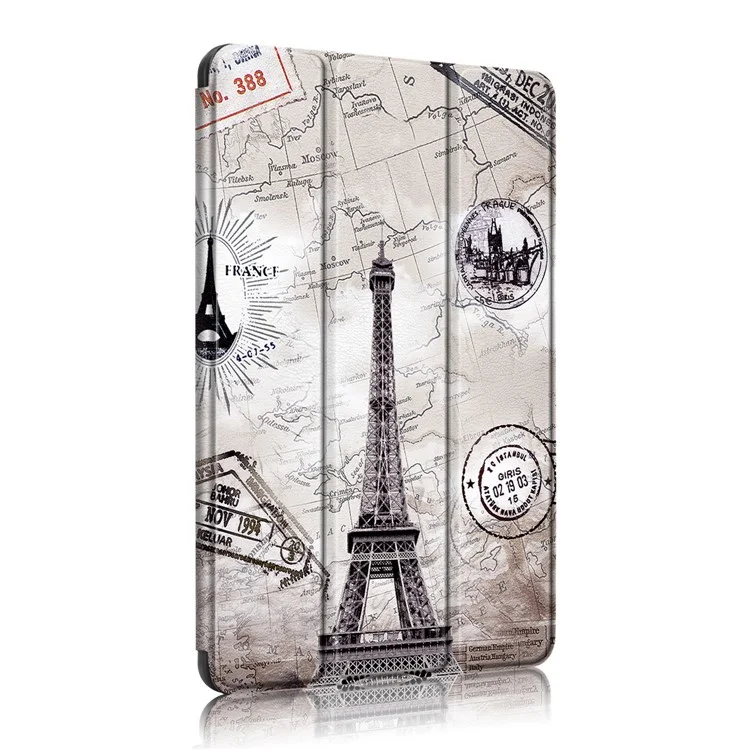 Patterned Printing Leather Tri-fold Stand Smart Tablet Casing with Pen Slot for Apple iPad 10.2 (2021)/(2020)/(2019) - Tower
