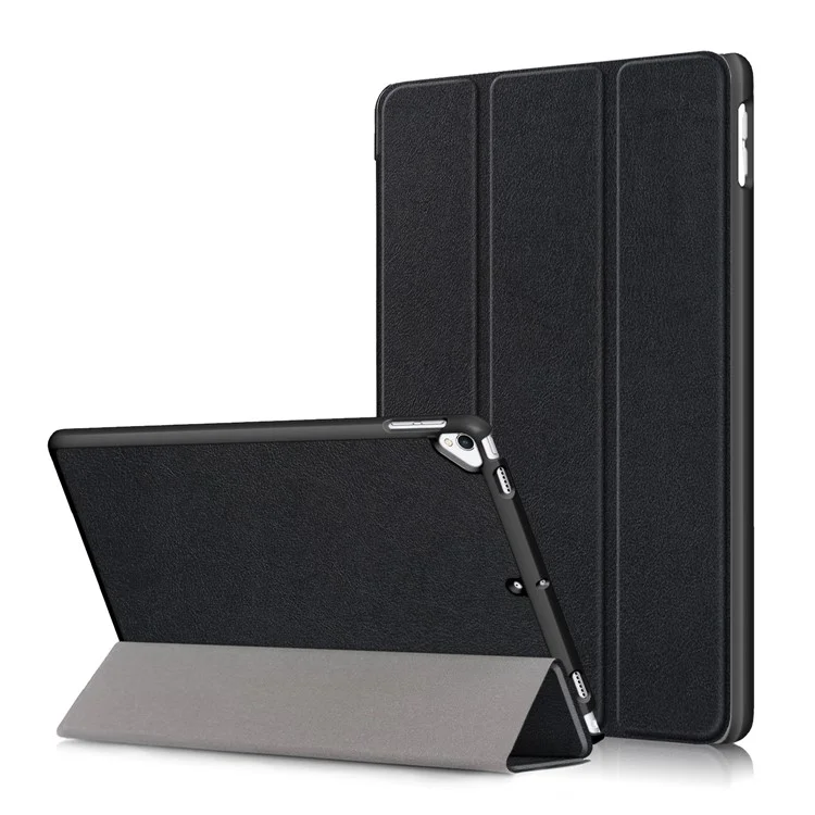 Para IPad 10.2 (2021) / (2020) / (2019) Funda Protectora De Tableta Protectora De Cuero Triple Plegable - Negro