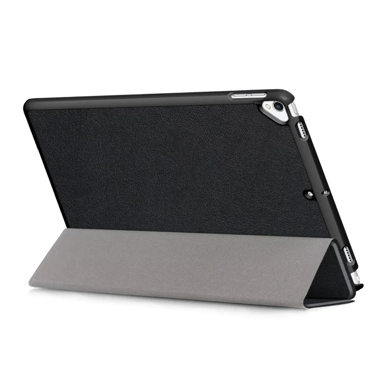 For iPad 10.2 (2021)/(2020)/(2019) Tri-fold Stand Leather Protective Tablet Cover Case - Black