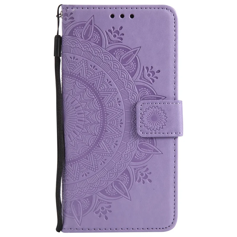 Imprint Flower Leather Wallet Phone Case with Stand for iPhone 7 4.7 inch/8 4.7 inch/SE (2020)/SE (2022) - Purple