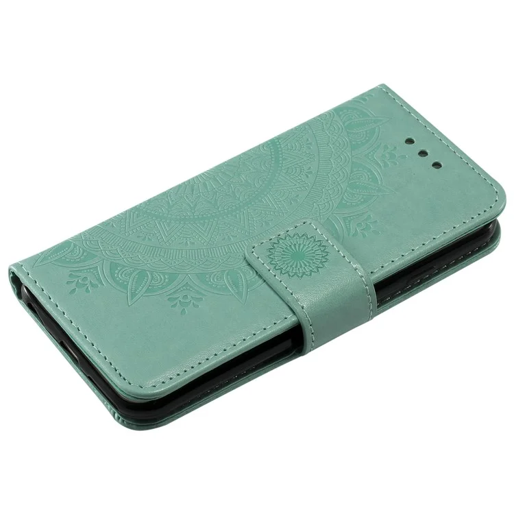 Imprint Flower Leather Wallet Case for iPhone 6s/6 4.7-inch - Cyan