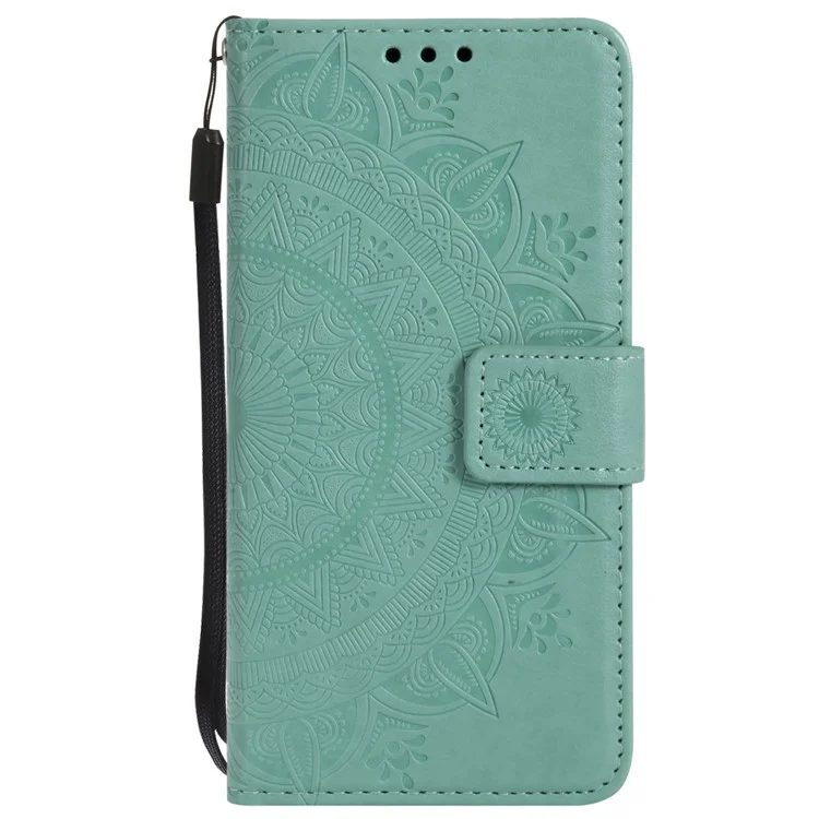 Imprint Flower Leather Wallet Case for iPhone 6s/6 4.7-inch - Cyan