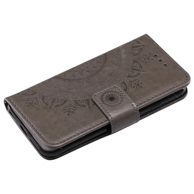 Imprint Flower Leather Wallet Case for iPhone 6s/6 4.7-inch - Grey