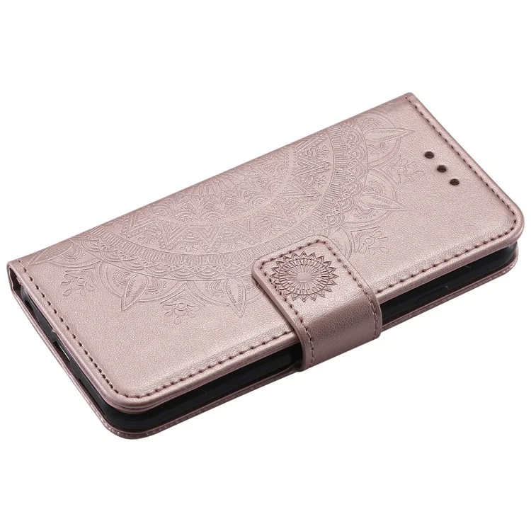 Imprint Flower Leather Wallet Phone Casing for iPhone 6 Plus / 6s Plus 5.5-inch - Rose Gold