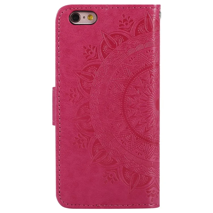 Impresión de la Billetera de Cuero de Flores Carcasa de Teléfono Para Iphone 6 Plus / 6s Más 5.5 Pulgadas - Rosa