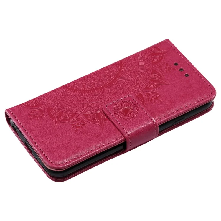 Impresión de la Billetera de Cuero de Flores Carcasa de Teléfono Para Iphone 6 Plus / 6s Más 5.5 Pulgadas - Rosa