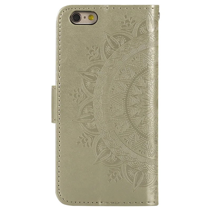 Imprint Flower Leather Wallet Phone Casing for iPhone 6 Plus / 6s Plus 5.5-inch - Gold