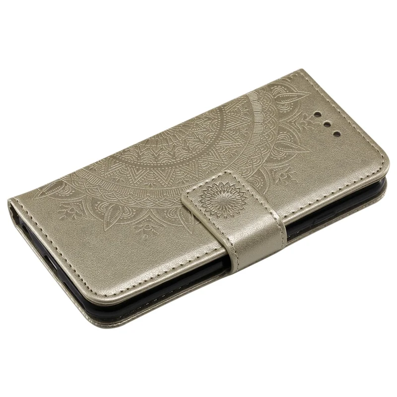 Imprint Flower Leather Wallet Phone Casing for iPhone 6 Plus / 6s Plus 5.5-inch - Gold