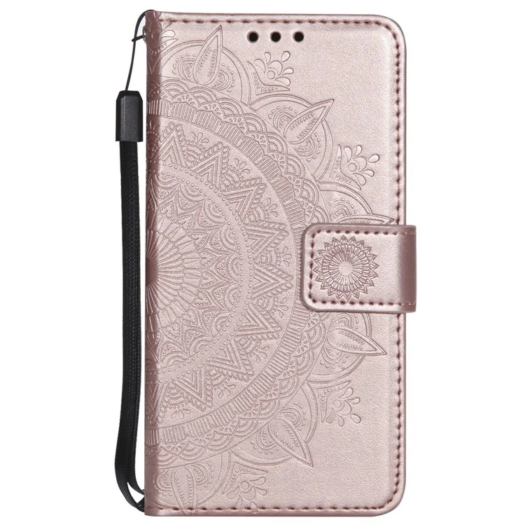 Imprint Flower Leather Wallet Phone Cover for iPhone 8/7 Plus 5.5 inch - Rose Gold