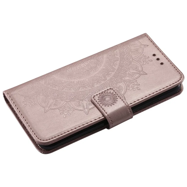 Imprint Flower Leather Wallet Phone Cover for iPhone 8/7 Plus 5.5 inch - Rose Gold