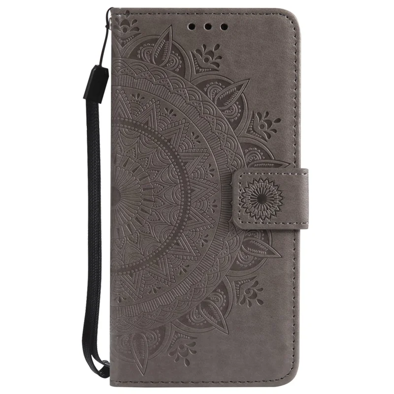 Imprint Flower Leather Wallet Phone Cover for iPhone 8/7 Plus 5.5 inch - Grey