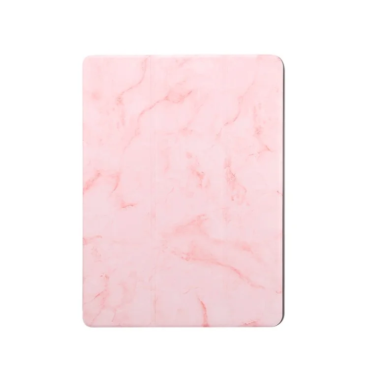 Marble Texture Tri-fold Leather Tablet Cover with Pen Slot for iPad 10.2 (2021)/(2020)/(2019) - Pink