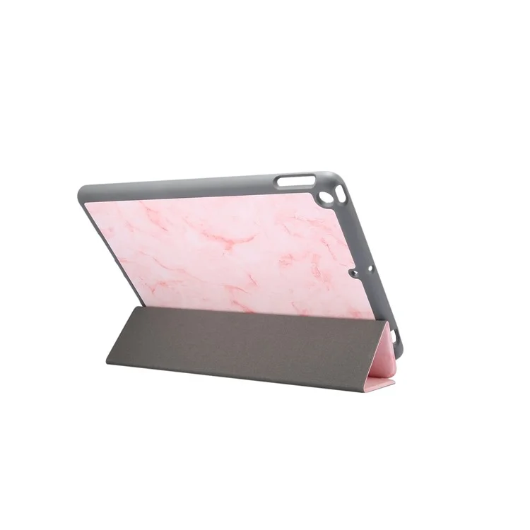 Marble Texture Tri-fold Leather Tablet Cover with Pen Slot for iPad 10.2 (2021)/(2020)/(2019) - Pink