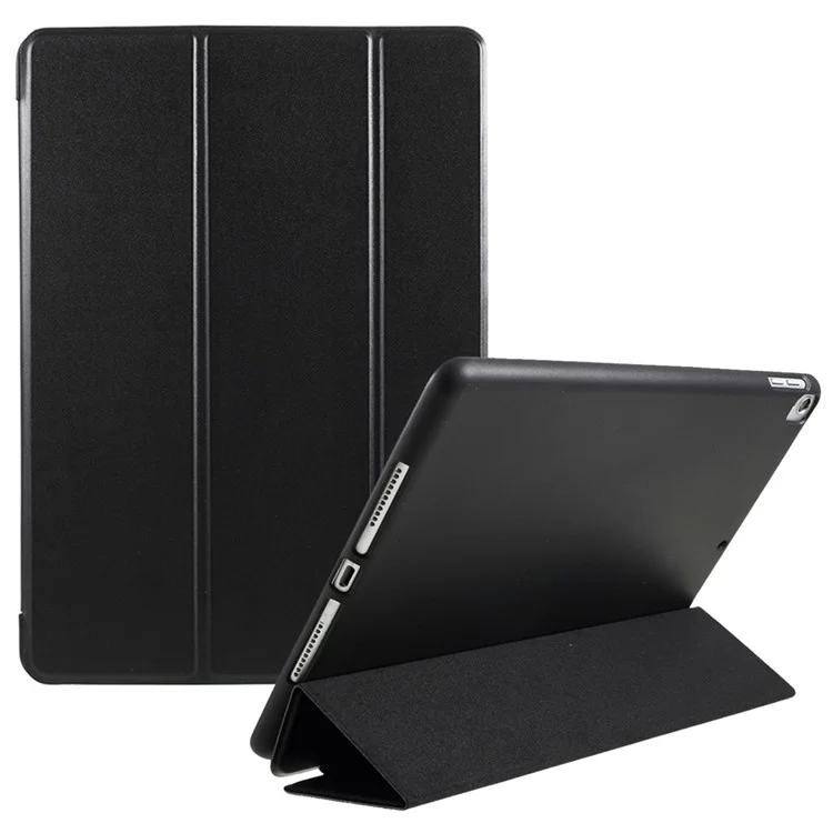 Trelagem de Couro Tri-fold Stand Tampa de Casca de Casca-dissipato de Calça-mel Interno Para Ipad 10.2 (2021)/(2020)/(2019) - Preto