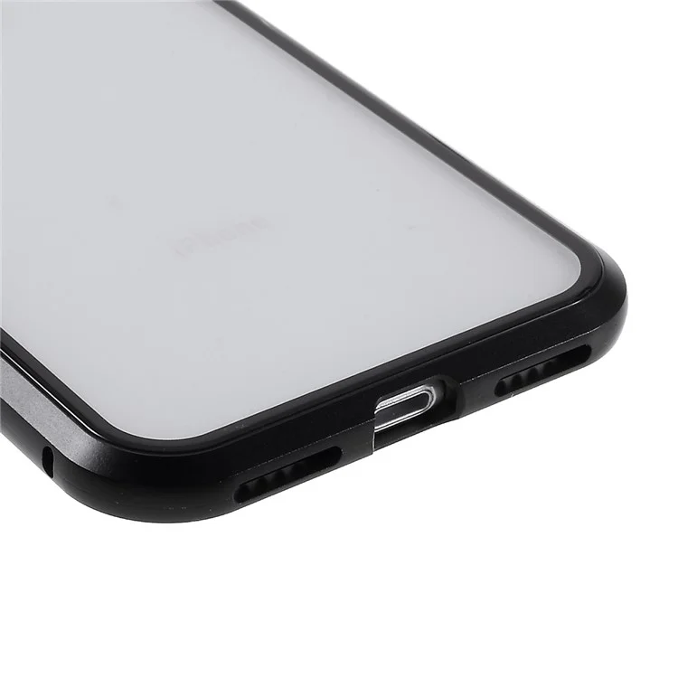 a Absorção Magnética de Instalação do Telefone Cobre a Moldura de Metal + Capa de Celular de Vidro de Dupla Face Para Iphone 8/7/SE (2020)/SE (2022) - Preto