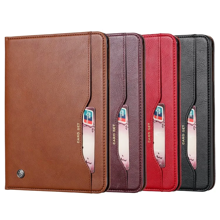 Auto-absorbed PU Leather Wallet Stand Tablet Case with Pen Slot for iPad 10.2 (2021)/(2020)/(2019) - Brown