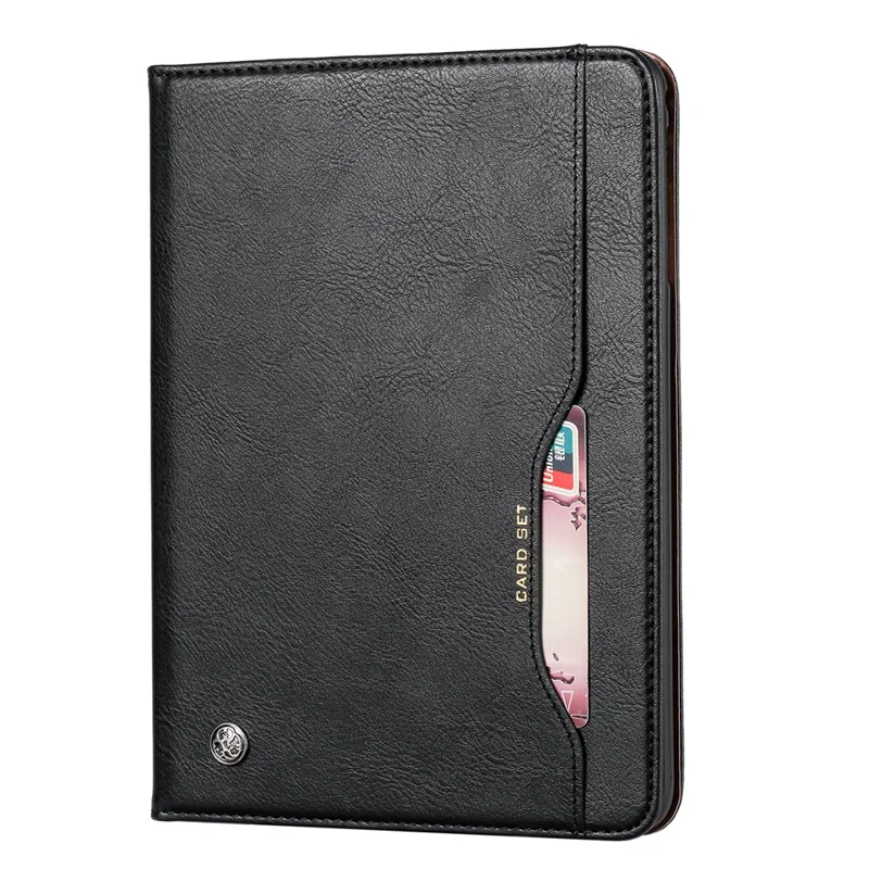 Auto-absorbed PU Leather Wallet Stand Tablet Case with Pen Slot for iPad 10.2 (2021)/(2020)/(2019) - Black