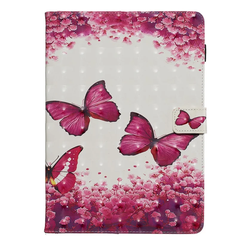3D Pattern Printing PU Leather Stand Shell Tablet Case for iPad 10.2 (2021)/(2020)/(2019) - Red Butterflies